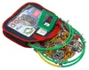 A set of snow chains for tires, neatly packed in a blue and red nylon bag, with some chains spilling out. Produktbild-Vorschau