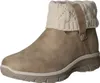 A single taupe boot with a cream knitted cuff is shown against a white background. Voir les images du produit