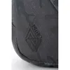 A close-up view of a black rucksack with a camouflage pattern and a prominent embroidered logo. Produktbild-Vorschau