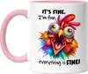 It's Fine I'm Fine Tasse Rosa Lustiges Huhn Stress Humor Produktbild-Vorschau 1