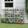 COSTWAY Blumenregal Metall, klappbares Pflanzenregal mit 4 Produktbild-Vorschau 2