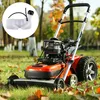 A lawnmower with a fuel tank insert in the upper left corner. Produktbild-Vorschau