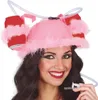 Partyhelm Karneval Getränke Accessoire Pink Federhut Produktbild-Vorschau 1