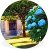 MuchoWow® Rundes Wandbild - Runde Bilder Blaue Hortensien Ø Produktbild-Vorschau 1