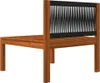 A product shot of a wooden outdoor chair with a black rope back. Produktbild-Vorschau