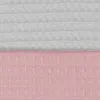 A close-up view of a waffle-knit fabric, divided horizontally into two color sections: gray on top and pink on the bottom. Produktbild-Vorschau