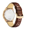 The back of a watch with a brown leather strap. Anteprima dell’immagine prodotto
