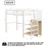 A diagram showing the dimensions of a loft bed with stairs. Podgląd zdjęcia produktu