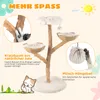 A cat tree with multiple platforms and scratching posts, with illustrative text and graphics highlighting its features. Náhľad obrázku produktu