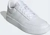A white Adidas sneaker is shown from a three-quarter angle against a white background. Voir les images du produit