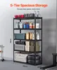 A multi-tier storage shelf filled with various items like toolboxes, bottles, and containers, set against a light gray wall. Anteprima dell’immagine prodotto