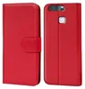 A red flip case for a Huawei P9 phone is shown from two angles. Produktbild-Vorschau