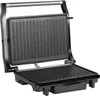 An open electric panini grill with a ribbed surface. Produktbild-Vorschau