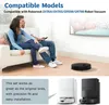 A couple sitting on a couch watching TV, with a robot vacuum cleaner on the floor and product images at the bottom. Produktbild-Vorschau