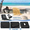 A woman is lying on a beach lounger on a sandy beach with the ocean in the background. There are inset images showing details of the lounger. Produktbild-Vorschau