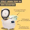 Marketing image showing a rice cooker and a pot with text overlays highlighting product features. Anteprima dell’immagine prodotto