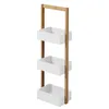 Badezimmer Regal 3 Ebenen Bambus Weiss 28x18x84,5cm MDF Produktbild-Vorschau 4