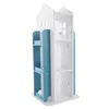 A white and blue rotating bookshelf designed for children, shaped like a house. Náhled obrázku produktu