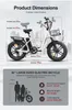 Product dimensions and specifications for an electric bicycle. Produktbild-Vorschau