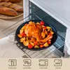 A roasted chicken with potatoes and tomatoes is placed on an oven rack inside an oven. There are also loaves of bread in the background. Náhled obrázku produktu