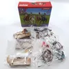 A collection of individually packaged toy horses and accessories, with a product box in the background. Náhľad obrázku produktu