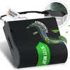 A black orthopedic seat cushion with green leaves and wavy lines suggesting airflow, and a green banner with text. A small inset image shows a person sitting on a similar cushion. Produktbild-Vorschau