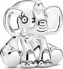 A close-up studio shot of a silver elephant charm. Produktbild-Vorschau