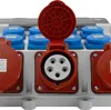 A close-up view of a power distribution unit with multiple outlets. Produktbild-Vorschau