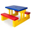 A colorful plastic picnic table with benches for children. Produktbild-Vorschau