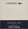 The image shows the front of a perfume box for Lacoste Live Eau de Toilette. Anteprima dell’immagine prodotto