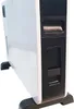 A white and black electric heater on a white background. Produktbild-Vorschau