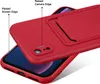 A red phone case with a card slot is shown on a phone. Produktbild-Vorschau