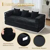 A black modular sofa is shown with close-up details of its features. Produktbild-Vorschau