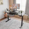 A modern home office setup with a standing desk, monitor, and accessories. Anteprima dell’immagine prodotto