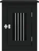 A black wooden dog crate with a silver latch and a slatted window. Náhled obrázku produktu