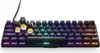 A black gaming keyboard with RGB lighting is shown from a slightly elevated front-left angle on a white background. Produktbild-Vorschau