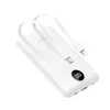 A white power bank with integrated cables and a digital display. Produktbild-Vorschau