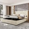 Stauraumbett Polsterbett 180x200 cm Beige Samt Produktbild-Vorschau 6