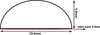 Diagram showing dimensions of a semi-circular product with text labels. Voir les images du produit