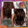 A split image showing a before and after of hair treatment. The left side shows frizzy, unkempt hair, and the right side shows smooth, styled hair. A circular graphic with a silhouette of a woman's head and stars is in the top right corner. The OMNA logo i Produktbild-Vorschau