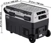A VEVOR portable car refrigerator with dimensions indicated. Produktbild-Vorschau