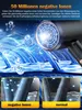 A close-up of a hairdryer emitting negative ions, with a comparison of hair treated with negative ions versus normal hair. Produktbild-Vorschau