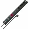 A black power strip with multiple outlets and a power cord is shown against a white background. Produktbild-Vorschau