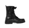 A black leather lace-up boot with a side zipper, shown from the side on a white background. Produktbild-Vorschau