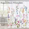 polyester duschvorhang mit blumen pflanzen aquarell design, Produktbild-Vorschau 4