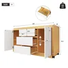 A diagram showing the dimensions of a cabinet with drawers and doors, with a close-up inset of a drawer. Produktbild-Vorschau