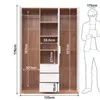 MinteLiv Kleiderschrank 3-türig Weiß/Eiche-Optik 49 cm Produktbild-Vorschau 3