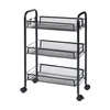 A black three-tier rolling cart on a white background. Produktbild-Vorschau