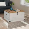 vidaXL Truhla HALDEN White 91x91x47 cm z masivního Náhled obrázku produktu 2