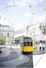 MuchoWow® Poster Eine gelbe Straßenbahn mit einer Seilbahn Produktbild-Vorschau 1